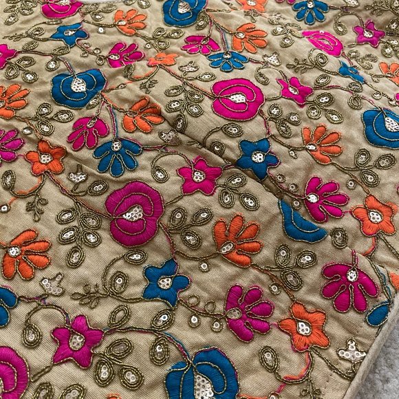 NEW] Indian Sari Saree Lehenga Blouse Gold XL - Picture 2 of 12